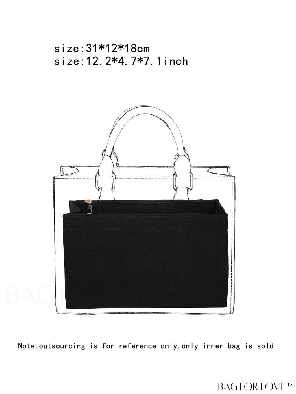 BagForLove - Felt Tote Bag: Multi-pocketed Design with Inner Compartment
