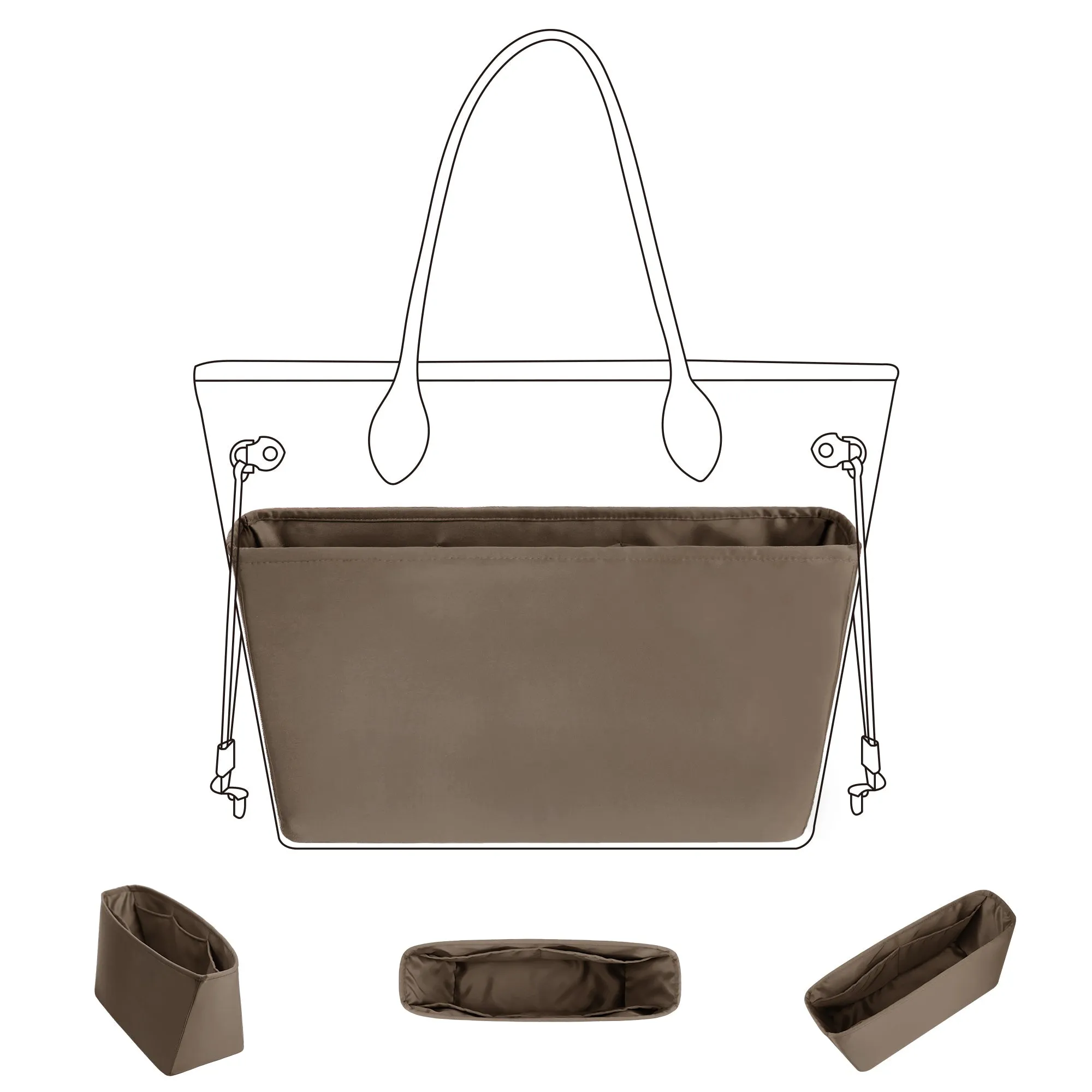 Baginbag | Purse Organizer Insert | Fits LV Neverfull Mini/PM/MM/GM Bags | Silk Bag Organizer | Luxury Handbag & Tote Shaper | handbag organizer