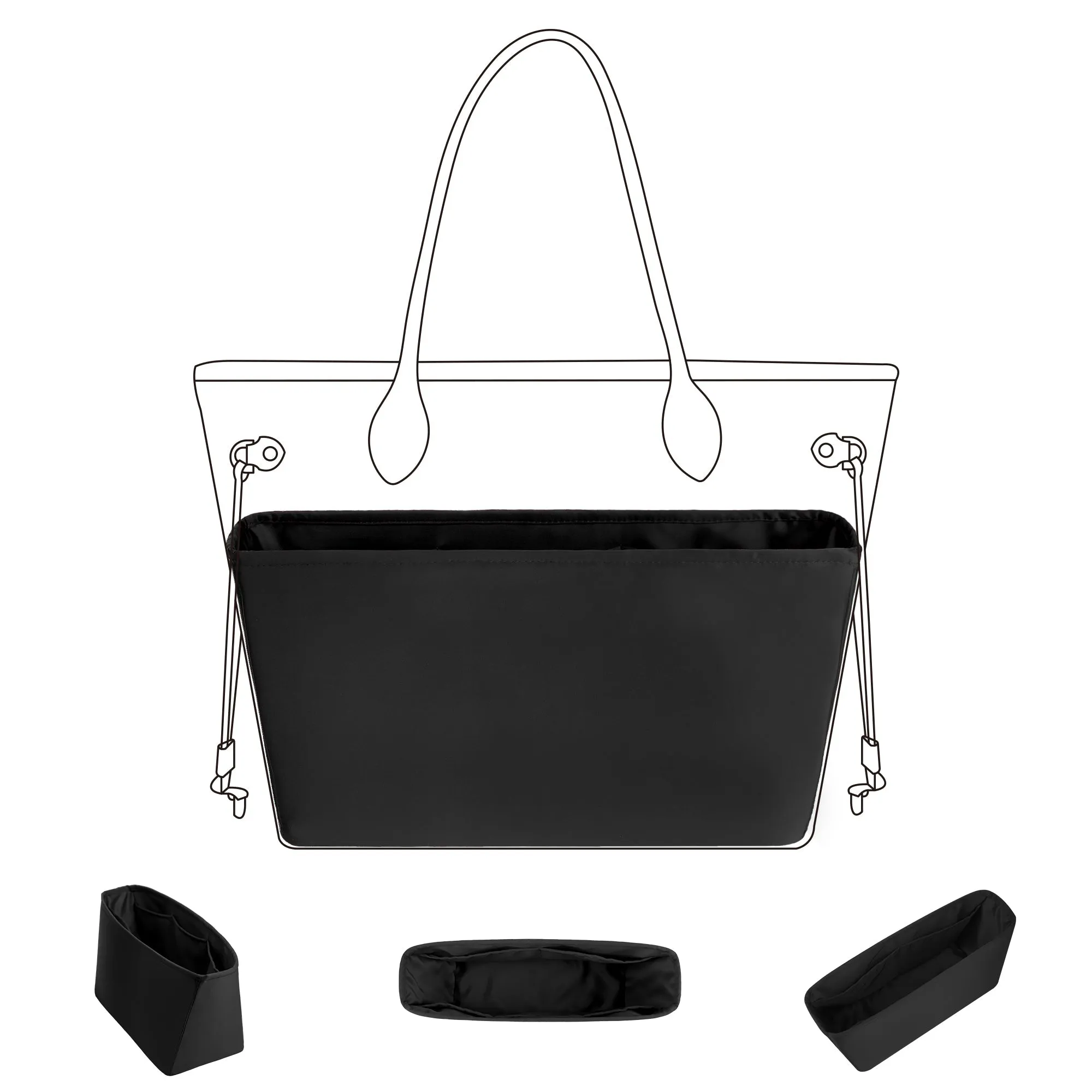 Baginbag | Purse Organizer Insert | Fits LV Neverfull Mini/PM/MM/GM Bags | Silk Bag Organizer | Luxury Handbag & Tote Shaper | handbag organizer