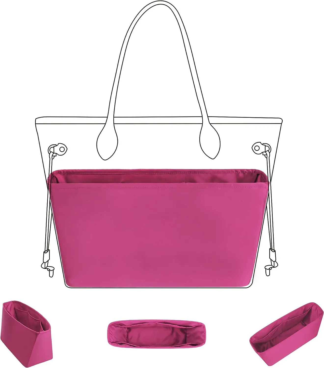 Baginbag | Purse Organizer Insert | Fits LV Neverfull Mini/PM/MM/GM Bags | Silk Bag Organizer | Luxury Handbag & Tote Shaper | handbag organizer