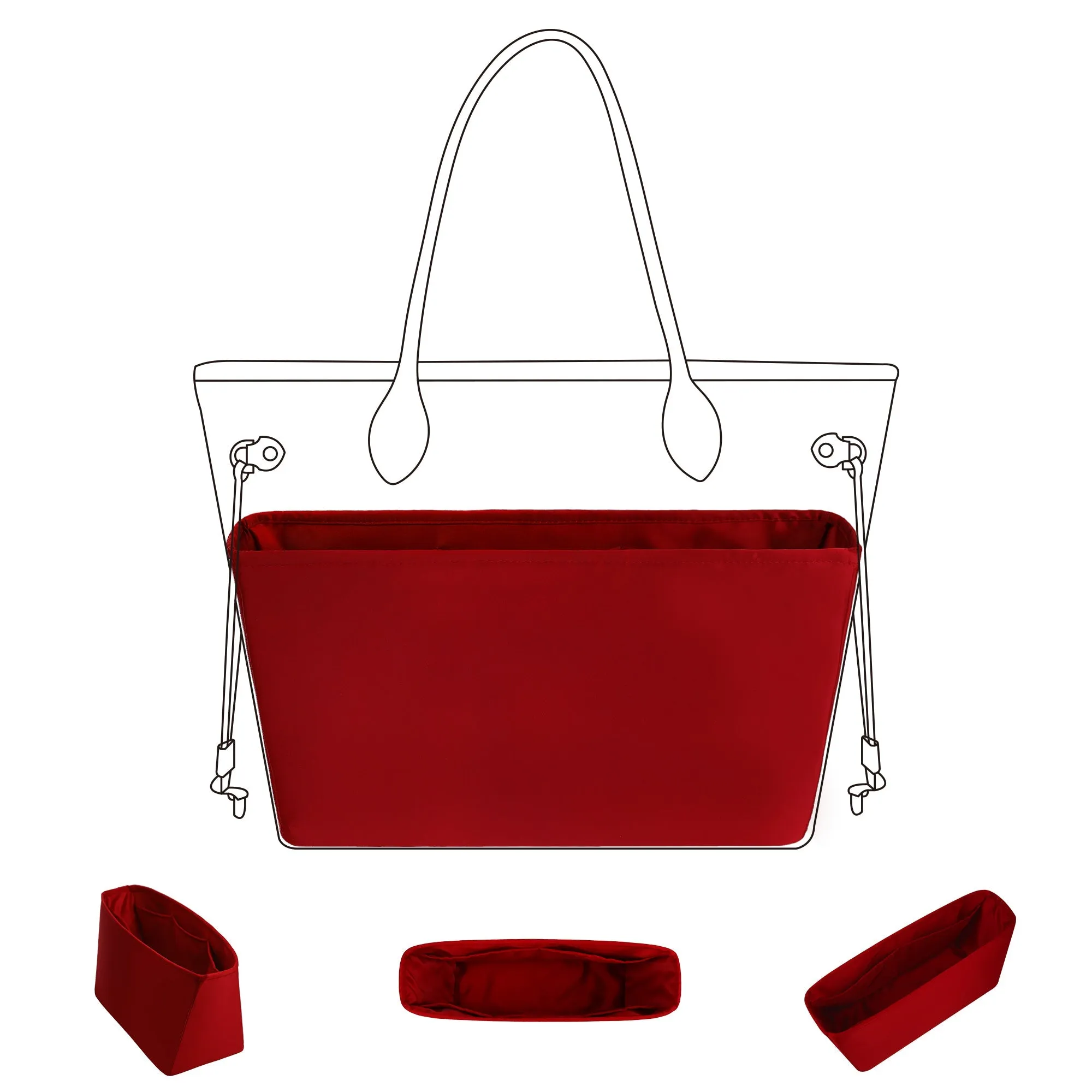 Baginbag | Purse Organizer Insert | Fits LV Neverfull Mini/PM/MM/GM Bags | Silk Bag Organizer | Luxury Handbag & Tote Shaper | handbag organizer
