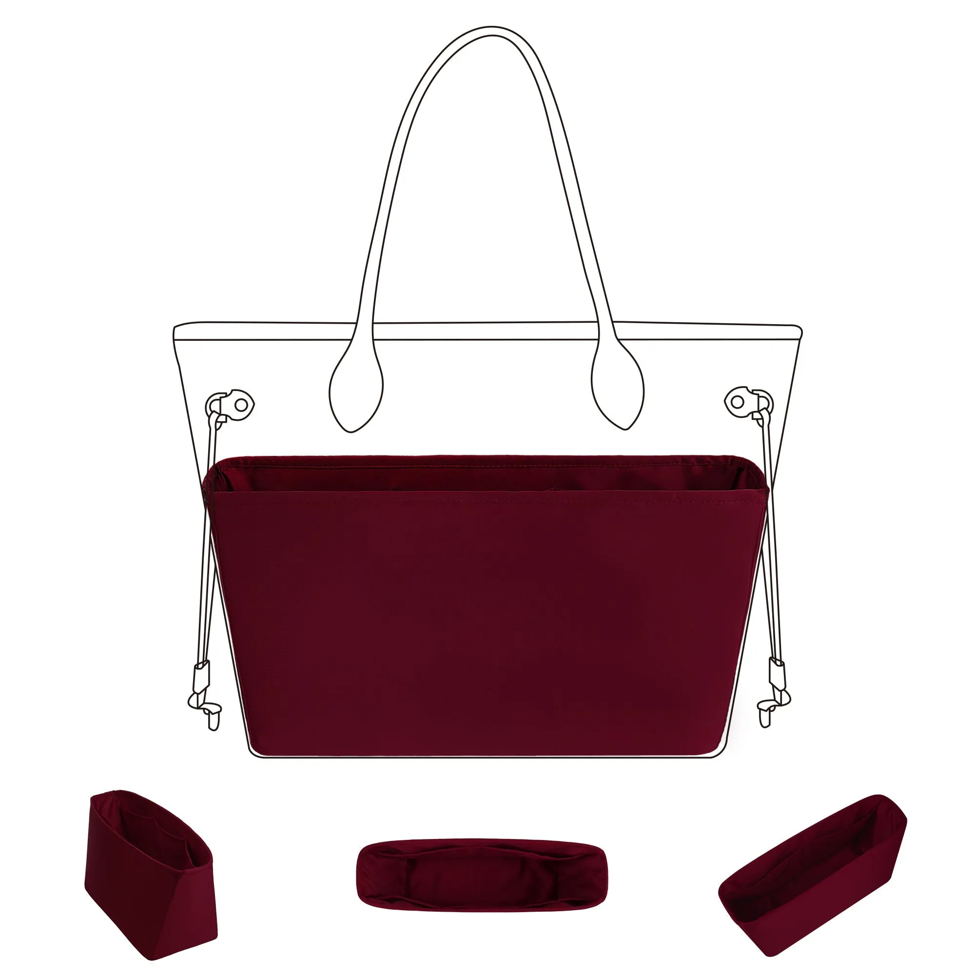 Baginbag | Purse Organizer Insert | Fits LV Neverfull Mini/PM/MM/GM Bags | Silk Bag Organizer | Luxury Handbag & Tote Shaper | handbag organizer