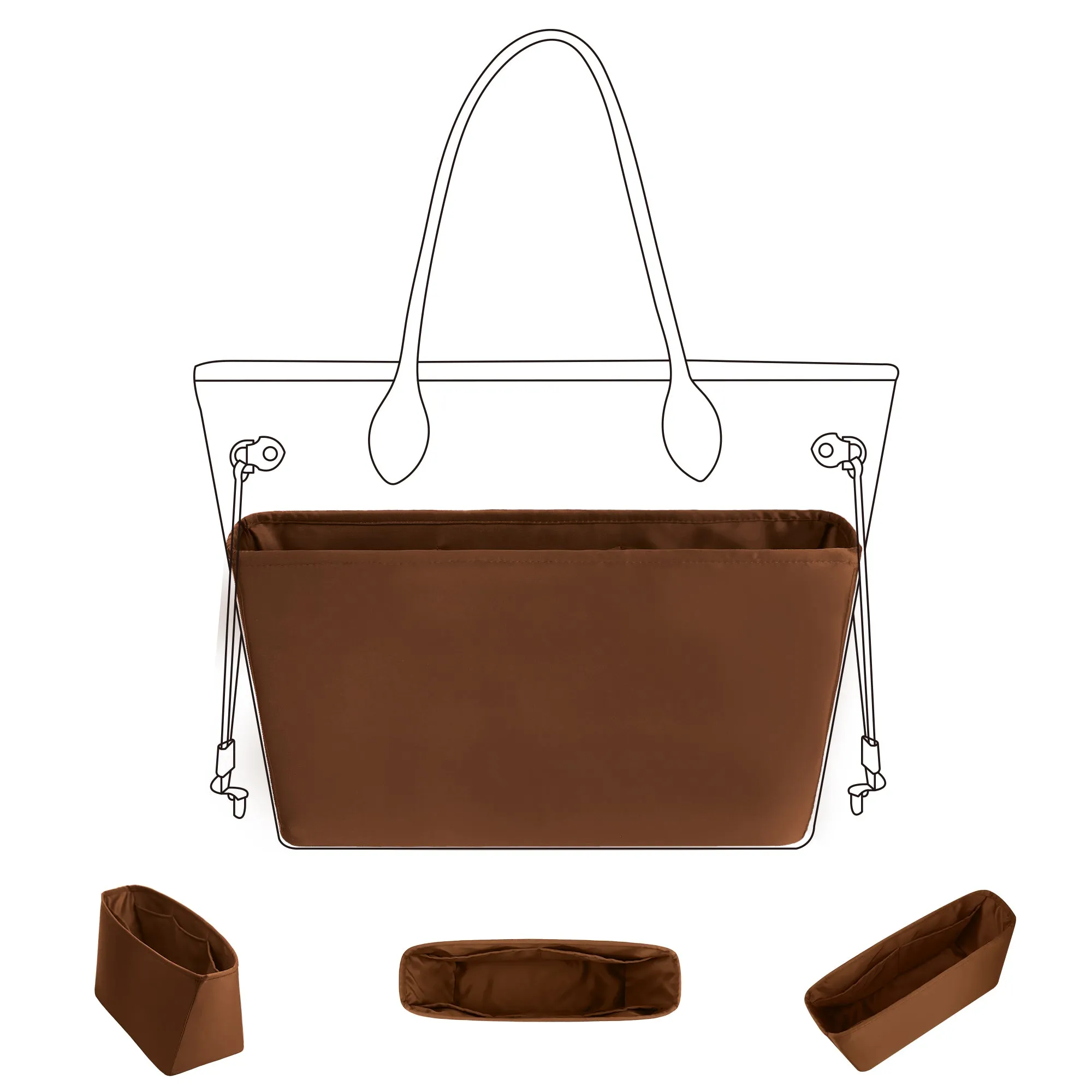 Baginbag | Purse Organizer Insert | Fits LV Neverfull Mini/PM/MM/GM Bags | Silk Bag Organizer | Luxury Handbag & Tote Shaper | handbag organizer