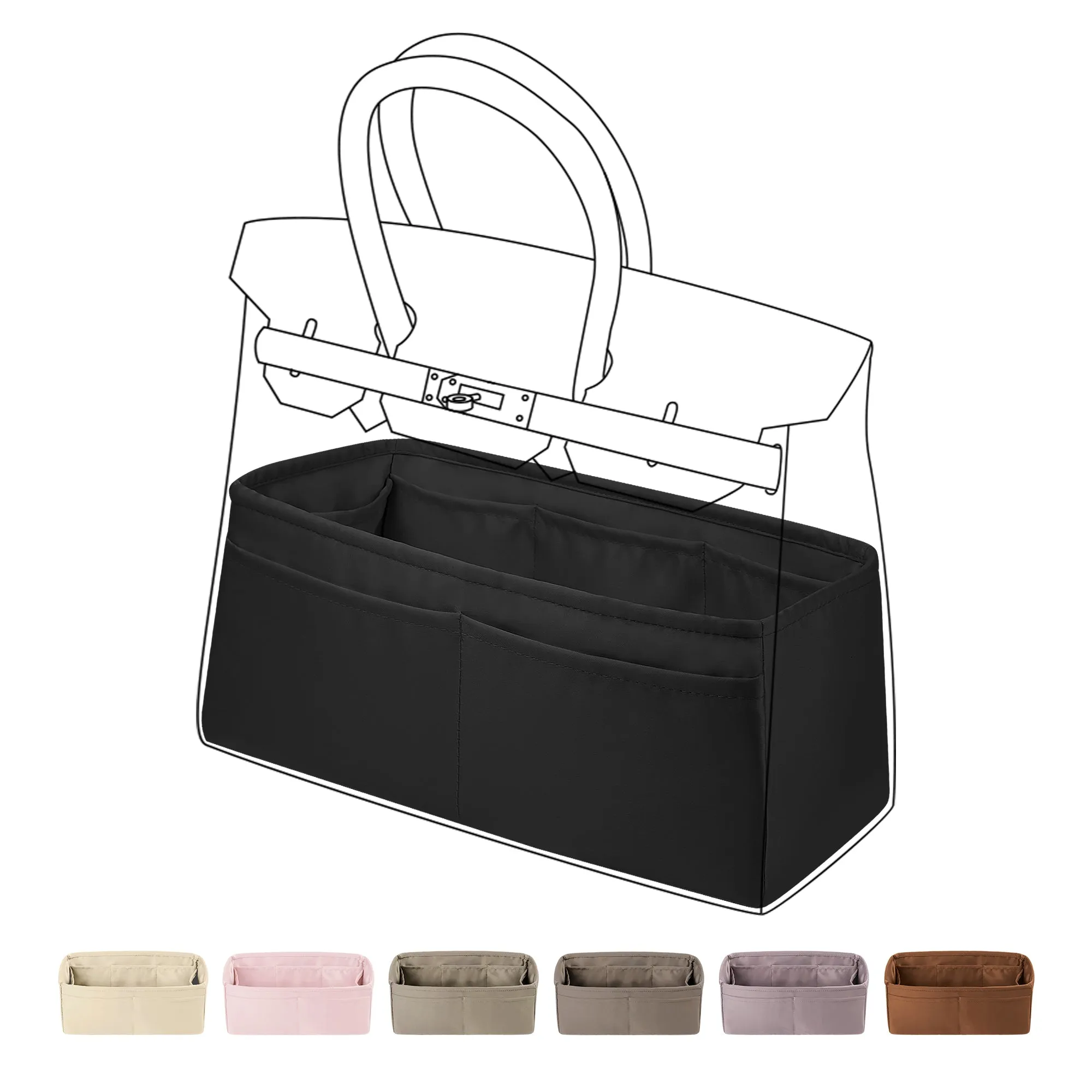 Baginbag | Purse Organizer Silky Smooth | Silk  | Lux Handbag Tote in Bag Shapers | Fits Birkin Hermes 25/30/35/40 Bags | tote bag organizer | organizer bag