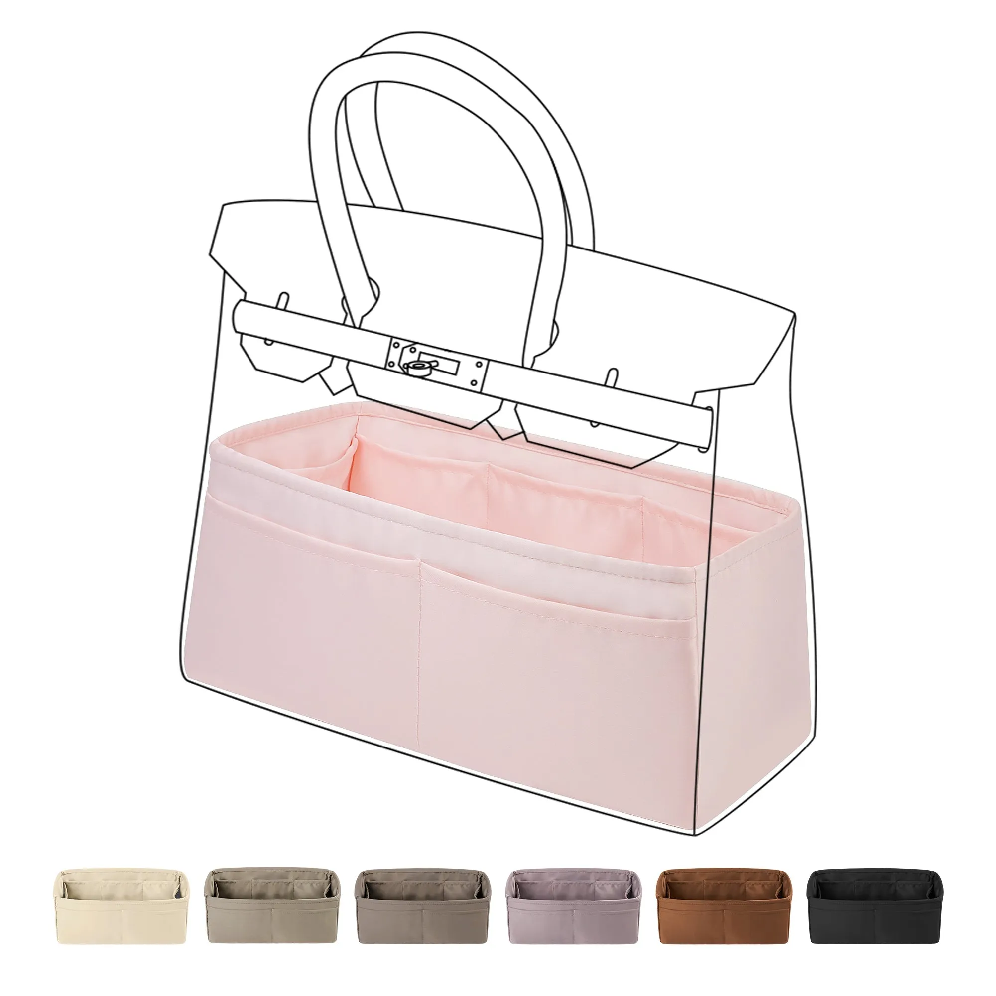 Baginbag | Purse Organizer Silky Smooth | Silk  | Lux Handbag Tote in Bag Shapers | Fits Birkin Hermes 25/30/35/40 Bags | tote bag organizer | organizer bag