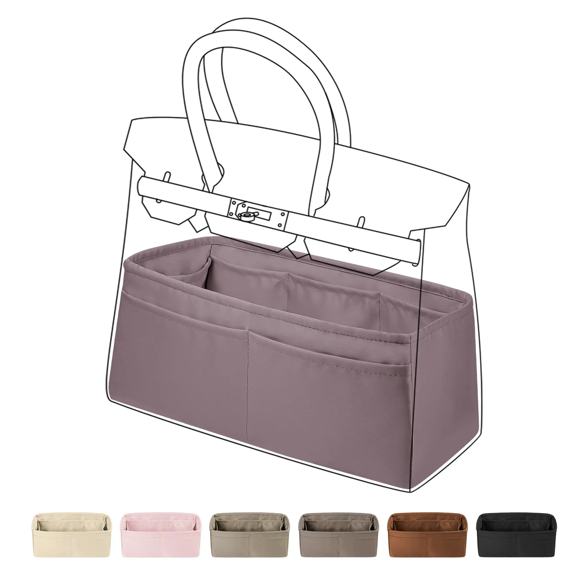Baginbag | Purse Organizer Silky Smooth | Silk  | Lux Handbag Tote in Bag Shapers | Fits Birkin Hermes 25/30/35/40 Bags | tote bag organizer | organizer bag