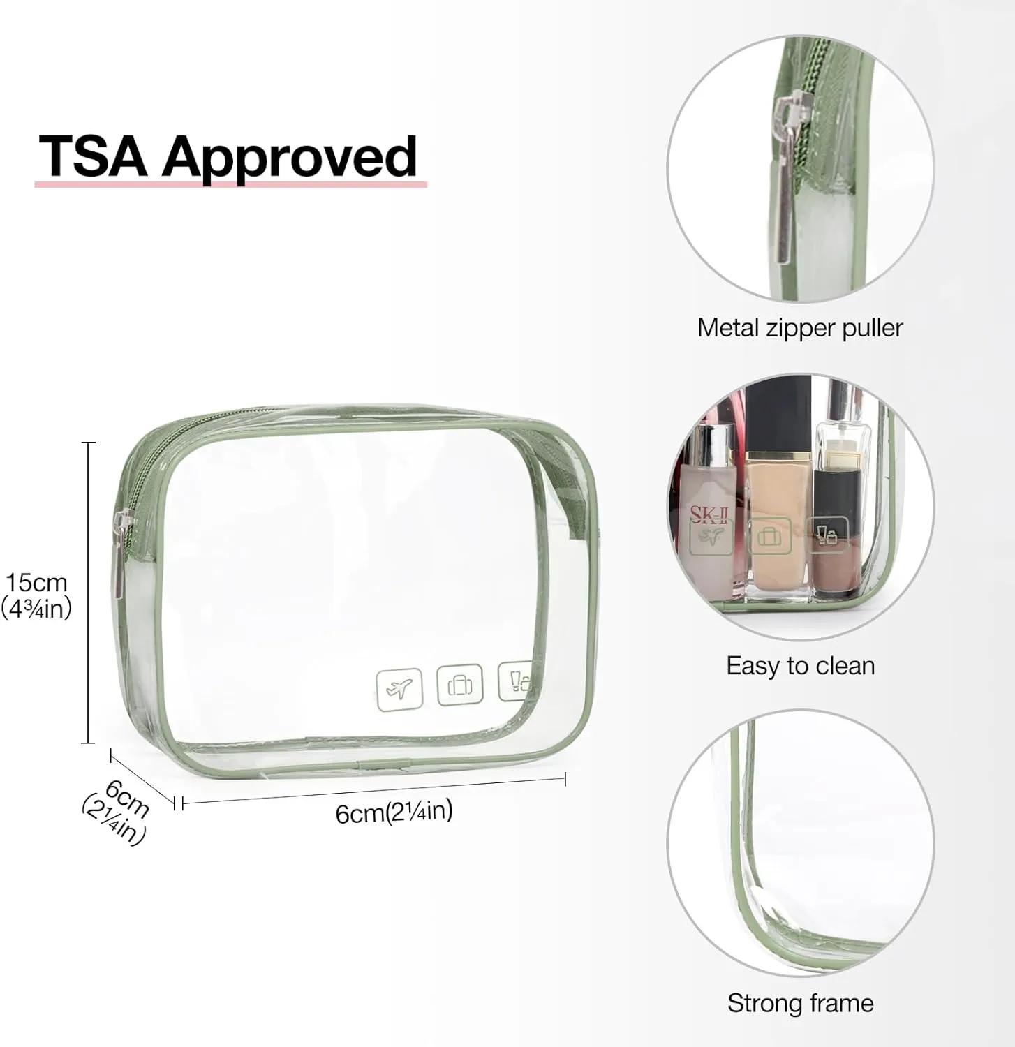 BAGSMART Toiletry Bag Hanging Travel Makeup Organizer with TSA Approved Transparent Cosmetic Bag Makeup Bag for Full Sized Toiletries, Large-Green