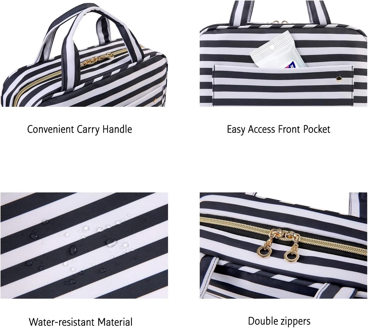 BAGSMART Toiletry Bag Travel Bag with Hanging Hook, Water-resistant Makeup Cosmetic Bag Travel Organizer for Accessories, Shampoo, Full Sized Container, Toiletries, Large