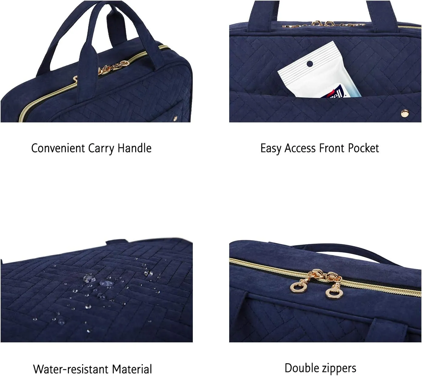 BAGSMART Toiletry Bag Travel Bag with hanging hook, Water-resistant Makeup Cosmetic Bag Travel Organizer for Accessories, Shampoo, Full Sized Container, Toiletries, Smokey Blue