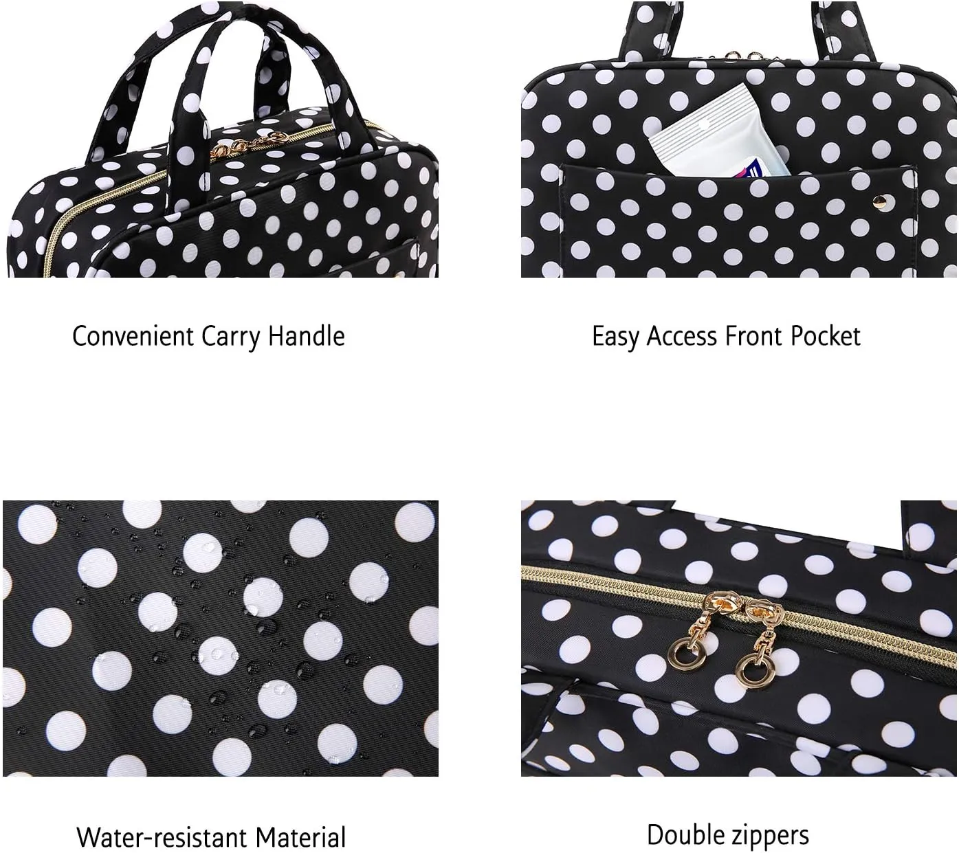 BAGSMART Toiletry Bag Travel Bag with Hanging Hook, Water-resistant Makeup Cosmetic Bag Travel Organizer for Accessories, Shampoo, Full Sized Container, Toiletries