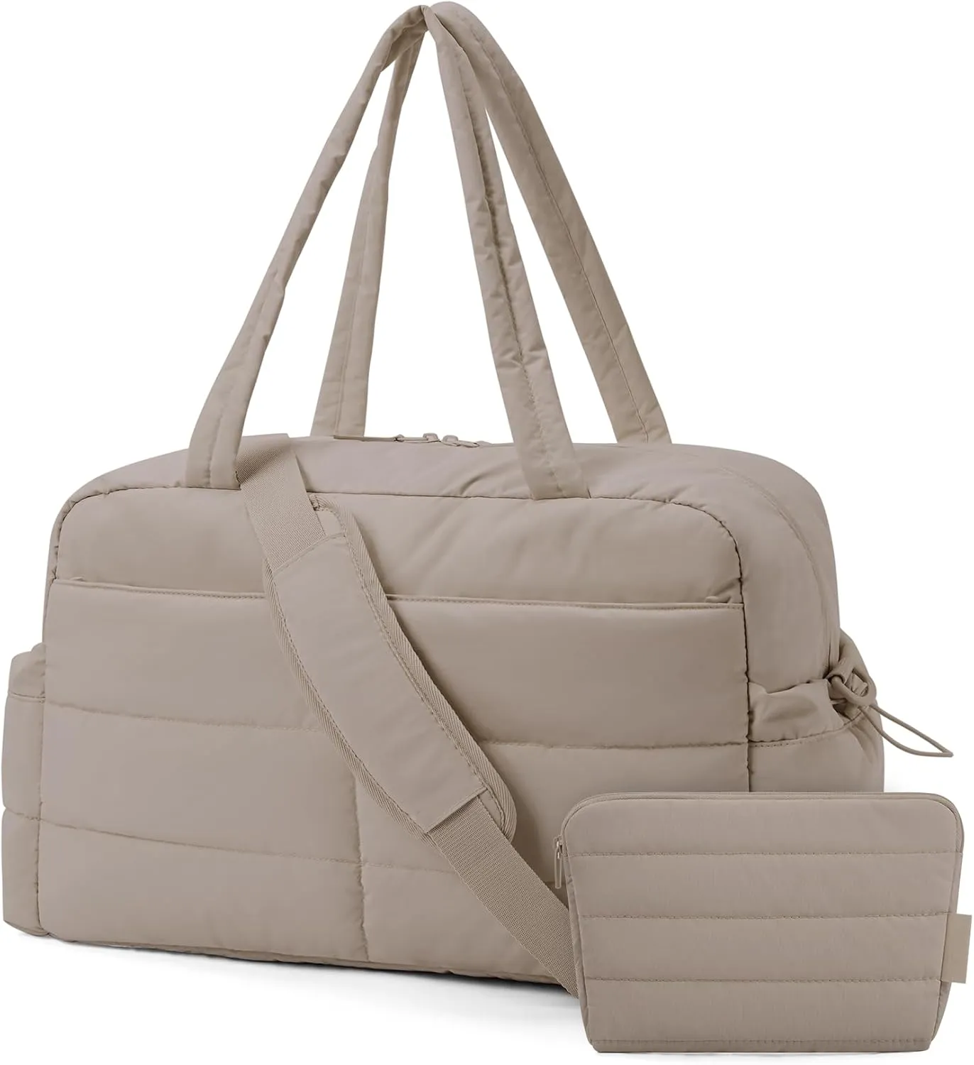 BAGSMART Travel Duffle Bag Gym Bag for Women, 31L Puffer Tote Bag Quilted Laptop Carry on, Weekender Overnight Bag Organizer Duffel Bag for Travel, Khaki