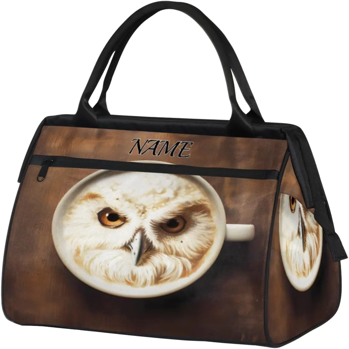 Bald Falcon Cup Wood Travel Sports Bag for Women Essentials Customized Name Carry On Duffel Gym Bag Personalized Accessories Large Tote Weekender Bag Ladies Beach Waterproof Bag