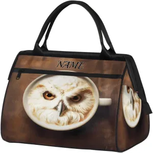 Bald Falcon Cup Wood Travel Sports Bag for Women Essentials Customized Name Carry On Duffel Gym Bag Personalized Accessories Large Tote Weekender Bag Ladies Beach Waterproof Bag