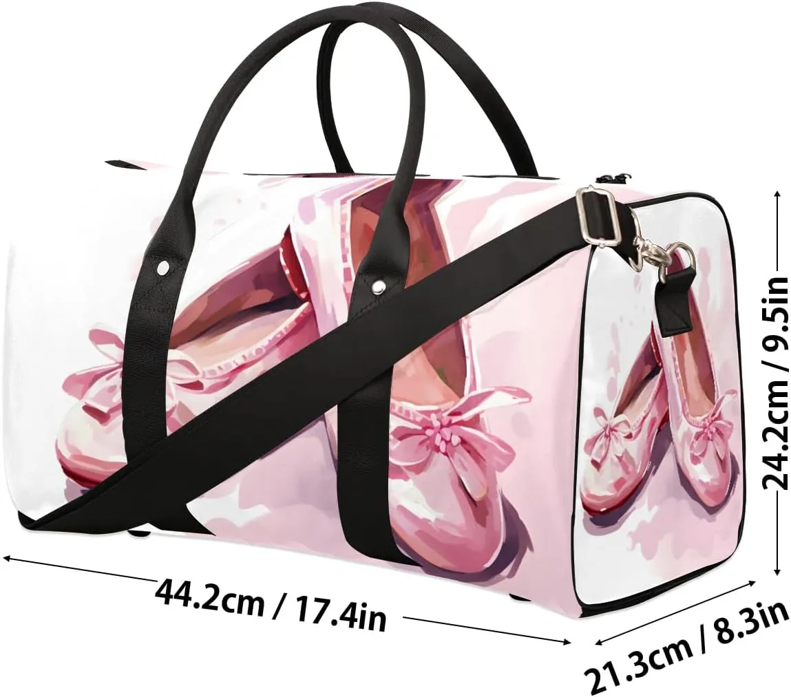 Ballet Shoes Travel Duffel Bag for Women Men Waterproof Foldable Overnight Weekender Bag Large Capacity Sports Gym Bag