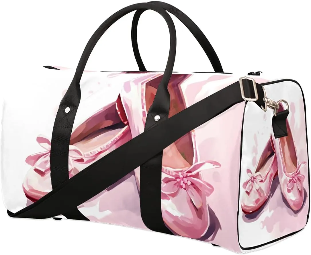 Ballet Shoes Travel Duffel Bag for Women Men Waterproof Foldable Overnight Weekender Bag Large Capacity Sports Gym Bag