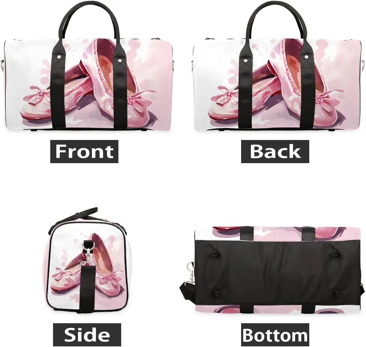 Ballet Shoes Travel Duffel Bag for Women Men Waterproof Foldable Overnight Weekender Bag Large Capacity Sports Gym Bag