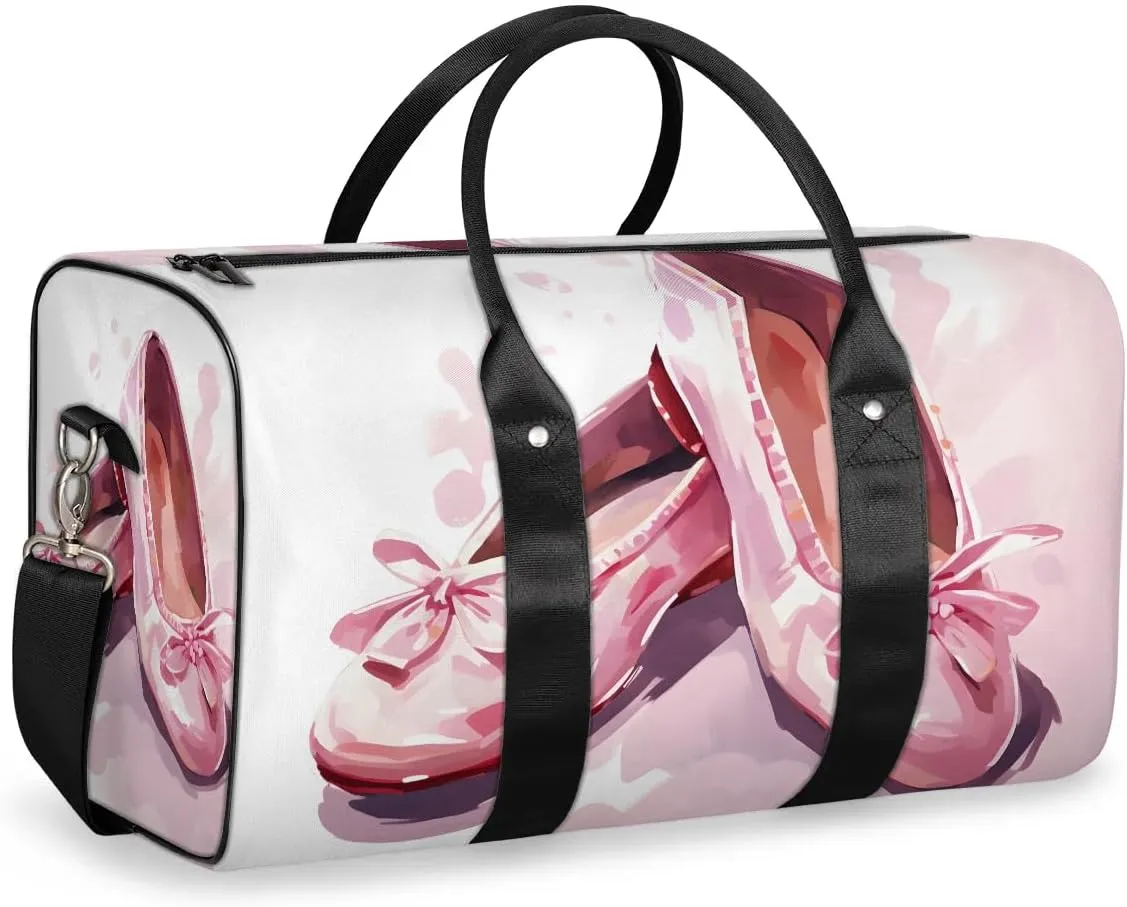 Ballet Shoes Travel Duffel Bag for Women Men Waterproof Foldable Overnight Weekender Bag Large Capacity Sports Gym Bag