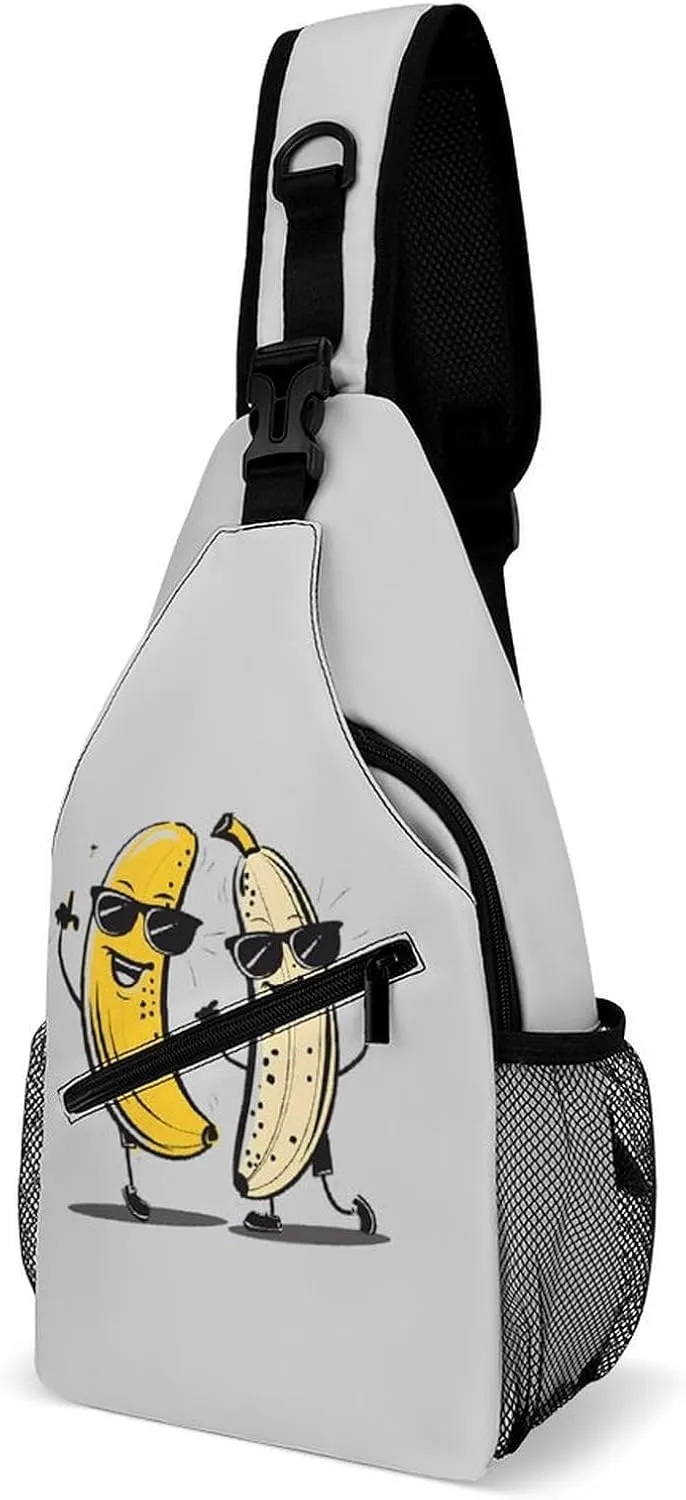 Banana and Naked Banana Printed Crossbody Sling Bag Chest Bags Shoulder Backpack for Travel Sport