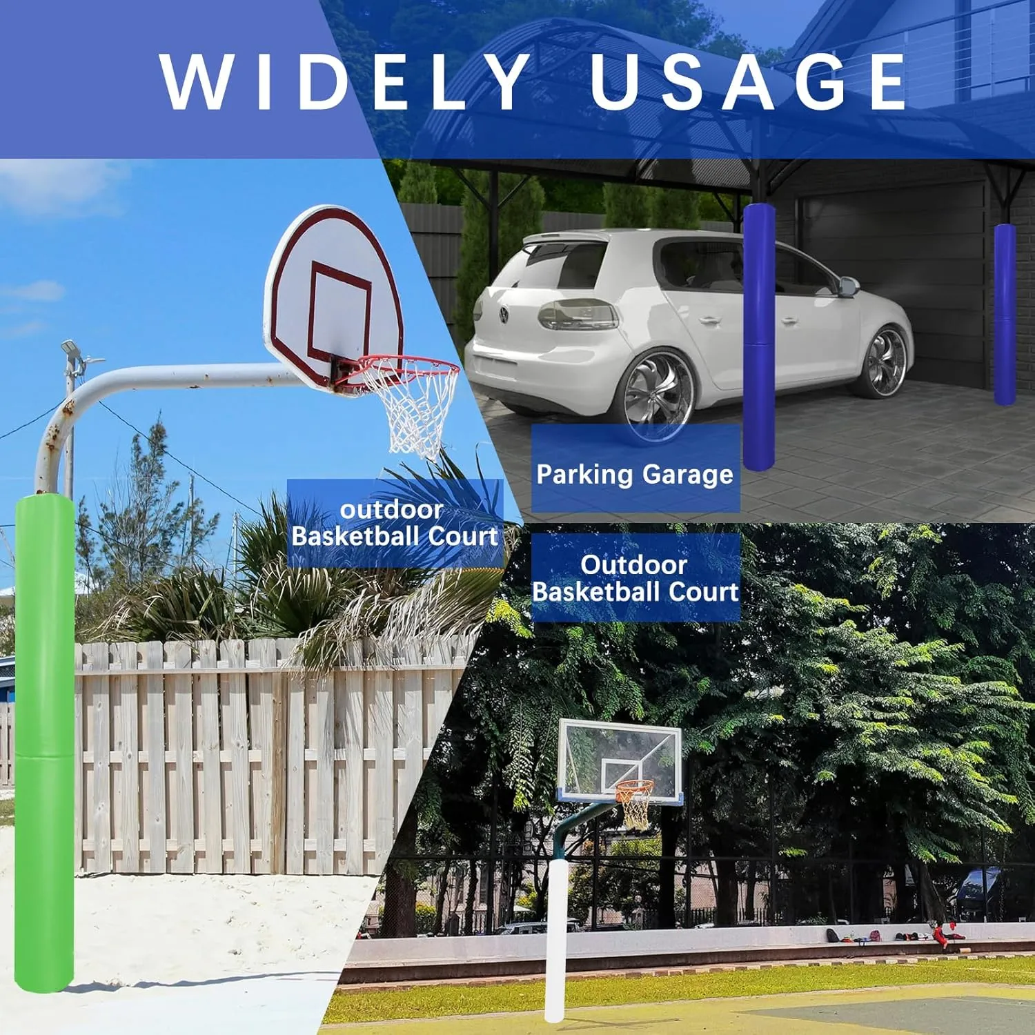 Basketball Pole Padding 72" Heavy Duty Safety Pad for 3-5" Round Poles, Waterproof & Durable – Gym, Garage, Playground Protection