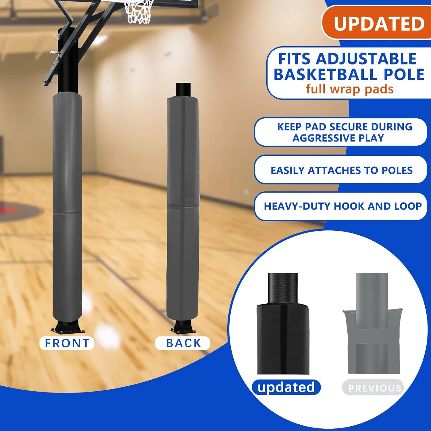 Basketball Pole Padding 72" Heavy Duty Safety Pad for 3-5" Round Poles, Waterproof & Durable – Gym, Garage, Playground Protection