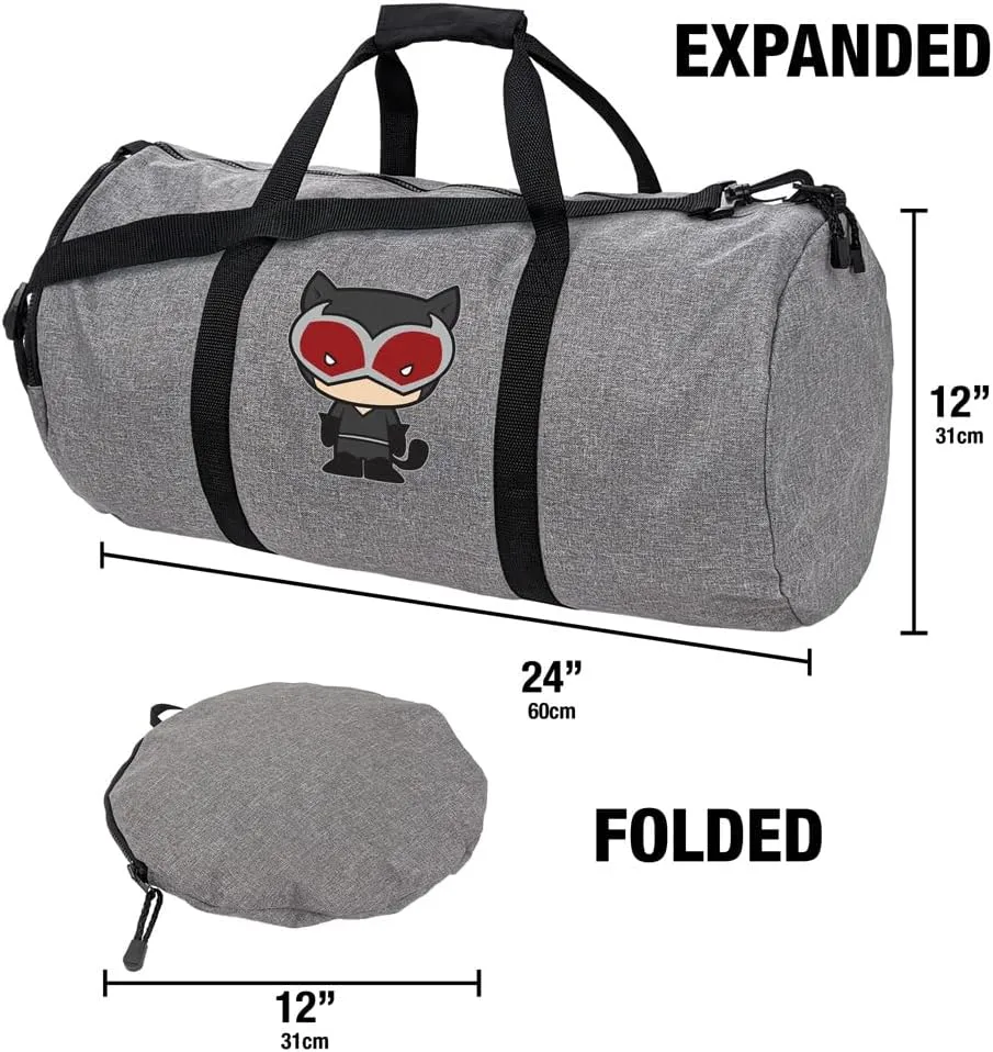 Batman Catwoman Cute Chibi Character Lightweight Duffel Bag for Sports and Gym Packable for Travel