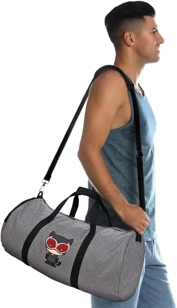 Batman Catwoman Cute Chibi Character Lightweight Duffel Bag for Sports and Gym Packable for Travel