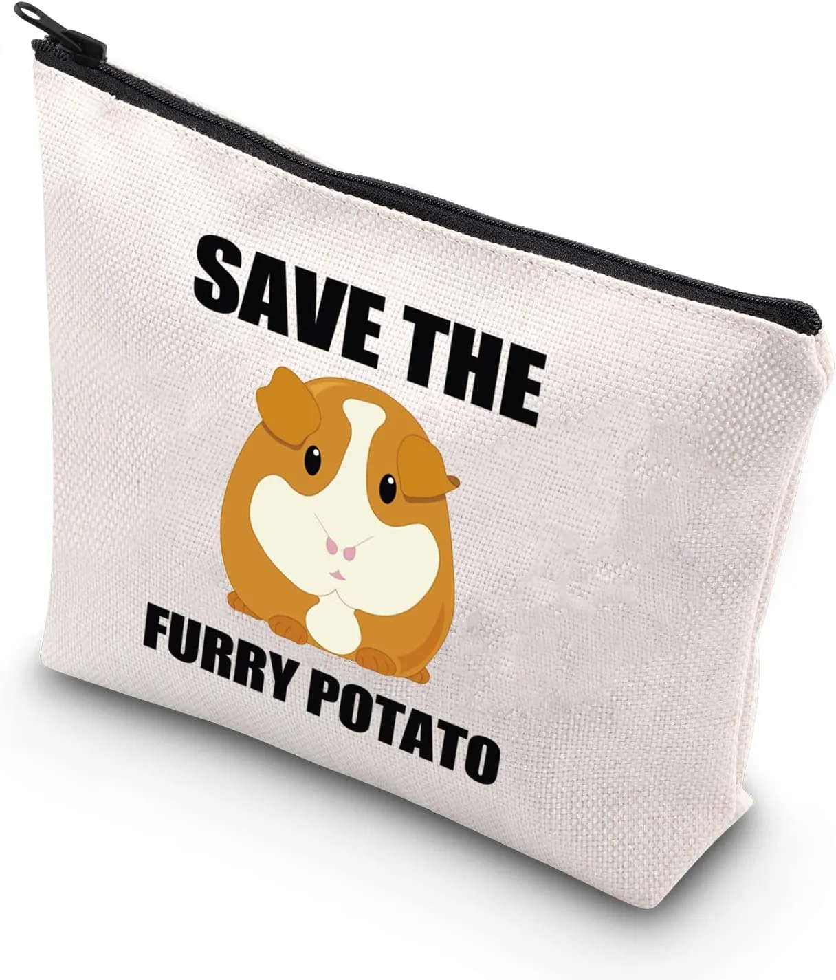 BDPWSS Funny Guinea Pig Makeup bag Guinea Pig Lover Gift Save The Furry Potato Zipper Travel Pouch For Guinea Pig Owner Gift (Furry potato)