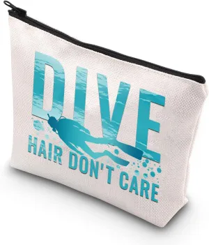 BDPWSS Scuba Diving Gift Diving Makeup Bag Dive Hair Don't Care For Diving Lover Gift Scuba Diver Gift Diving Coach Gift (Dive Hair Care)