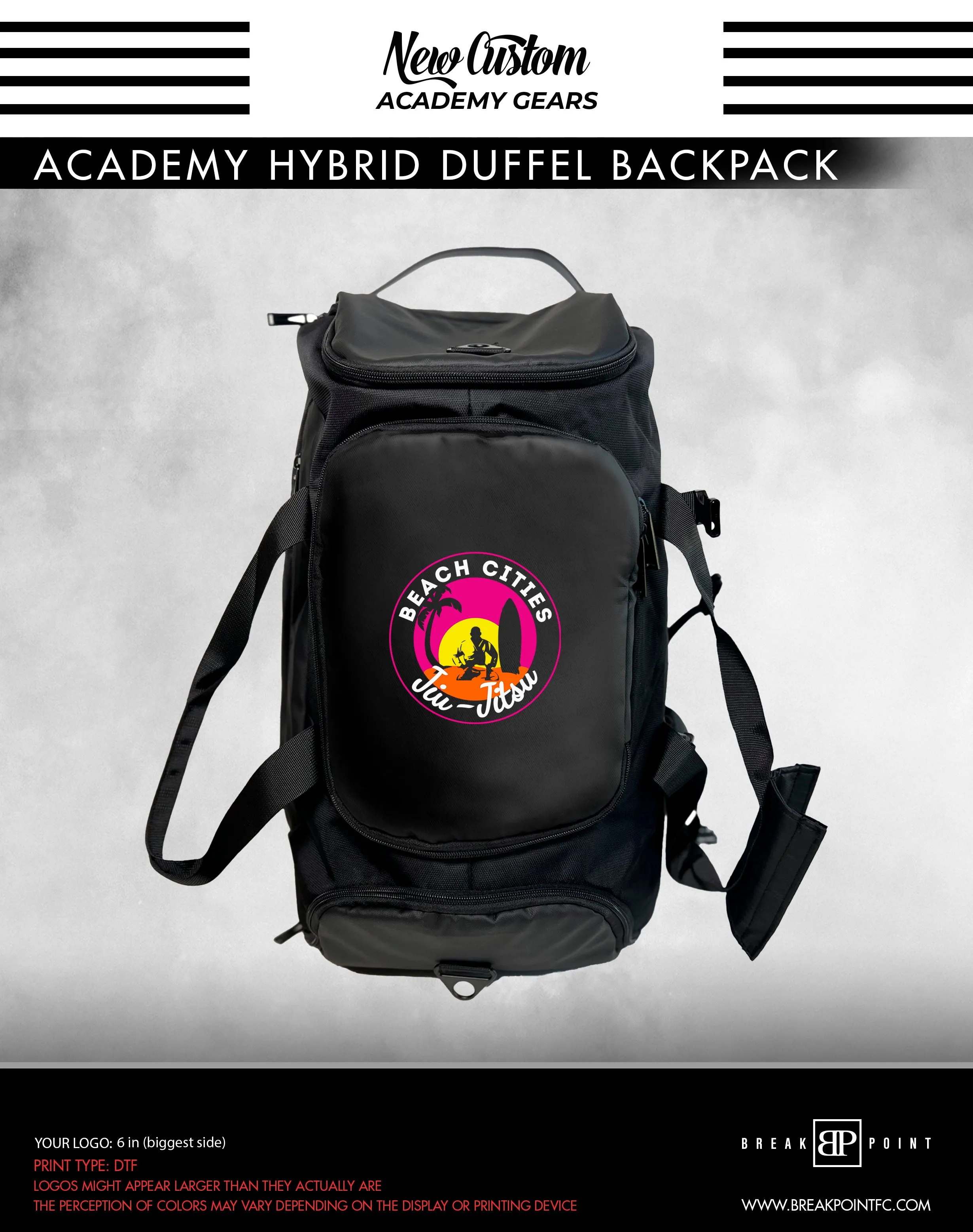 Beach Cities Jiu Jitsu Academy Hybrid Duffel Backpack #863