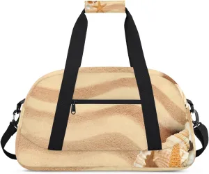 Beach Tropical Boys Girls Gym Bag Dance Perform Training Duffel Bags Weekender Carry-On Tote Luggage Bag Ideal for School Practice or Overnight Trips Seashells Beach