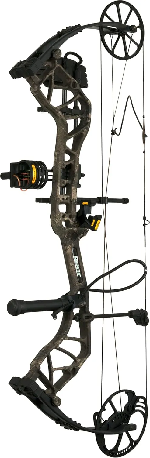 Bear Archery Species EV Ready to Hunt Extra Adult Compound Bow Package, 23.5”- 30.5” Draw Length, 55-70 and 45-60 Lbs Draw Weight, Up to 320 FPS, Made in USA, Limited Life-Time Warranty