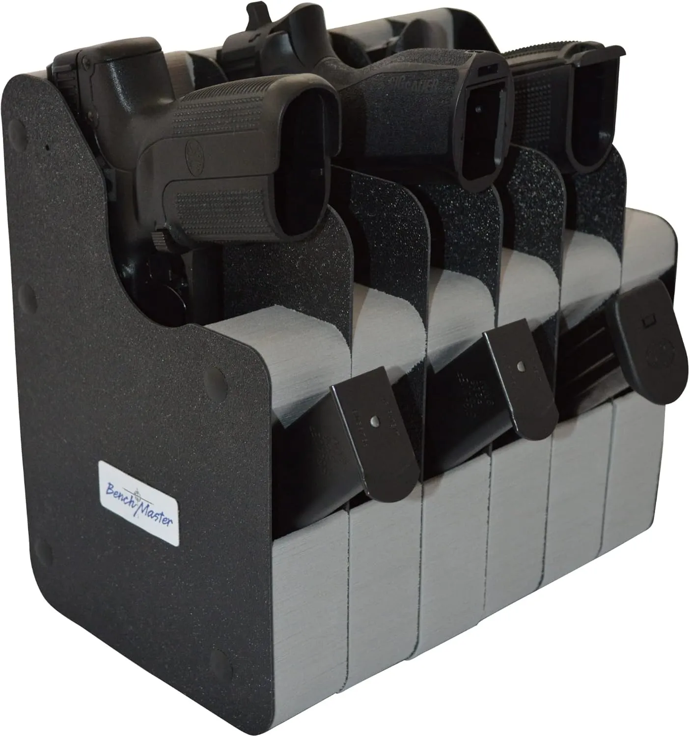 BenchMaster Vertical Pistol Rack, Handgun Safe Storage, Holds 2 to 12 Pistols, Secure Gun Holder Organizer, Kydex and High-Density Foam, No Metal, Lightweight, Sturdy, No Flex, Made in USA