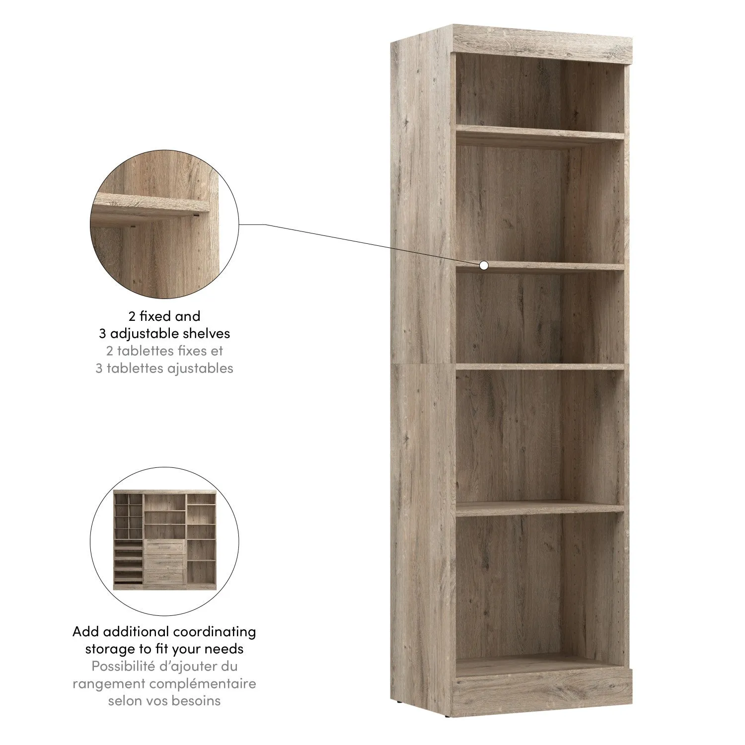 Bestar Pur 25 W Closet Organizer - Rustic Brown|Organisateur de garde-robe Pur de Bestar de 25 po (L) - brun rustique