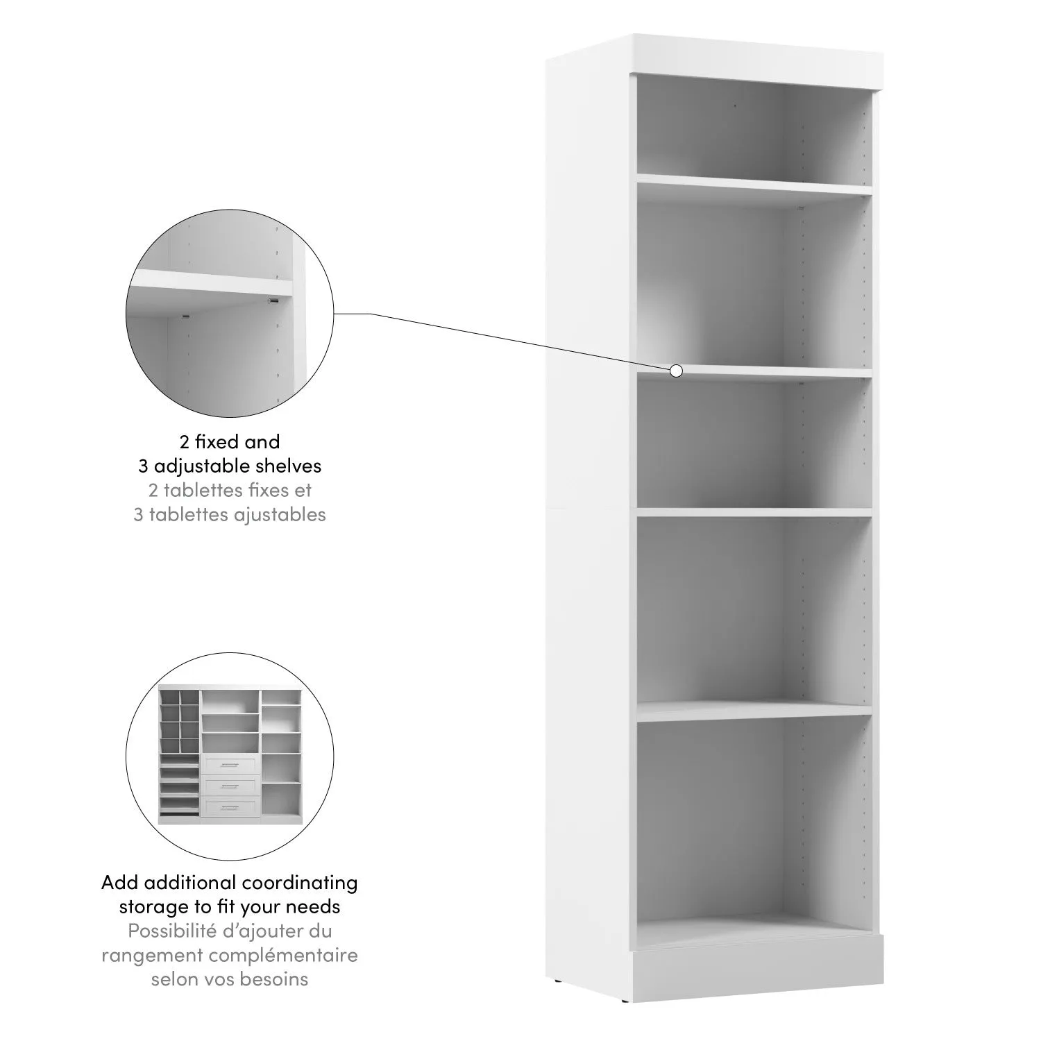 Bestar Pur 25 W Closet Organizer - White|Organisateur de garde-robe Pur de Bestar de 25 po (L) - blanc