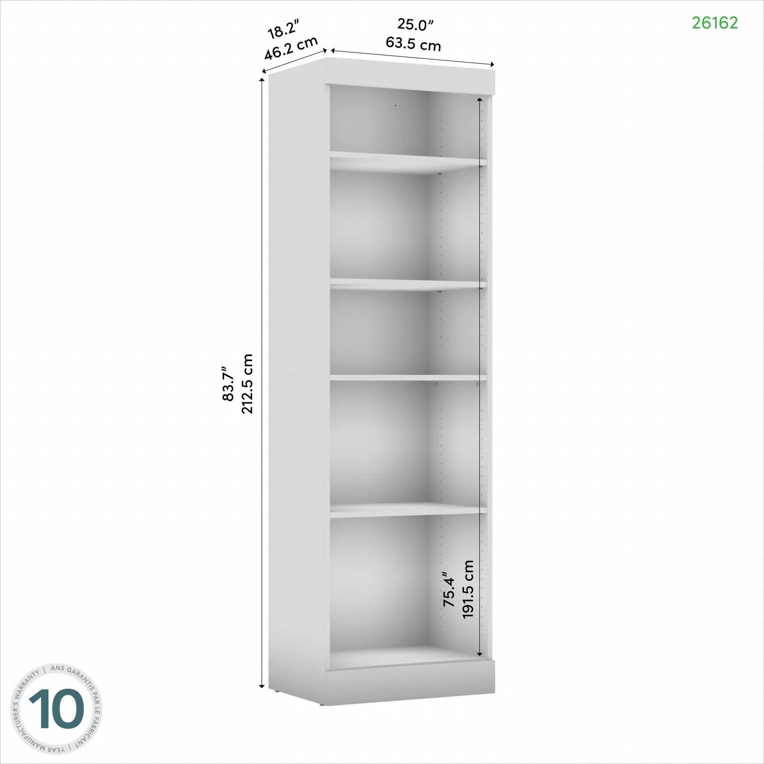 Bestar Pur 25 W Closet Organizer - White|Organisateur de garde-robe Pur de Bestar de 25 po (L) - blanc