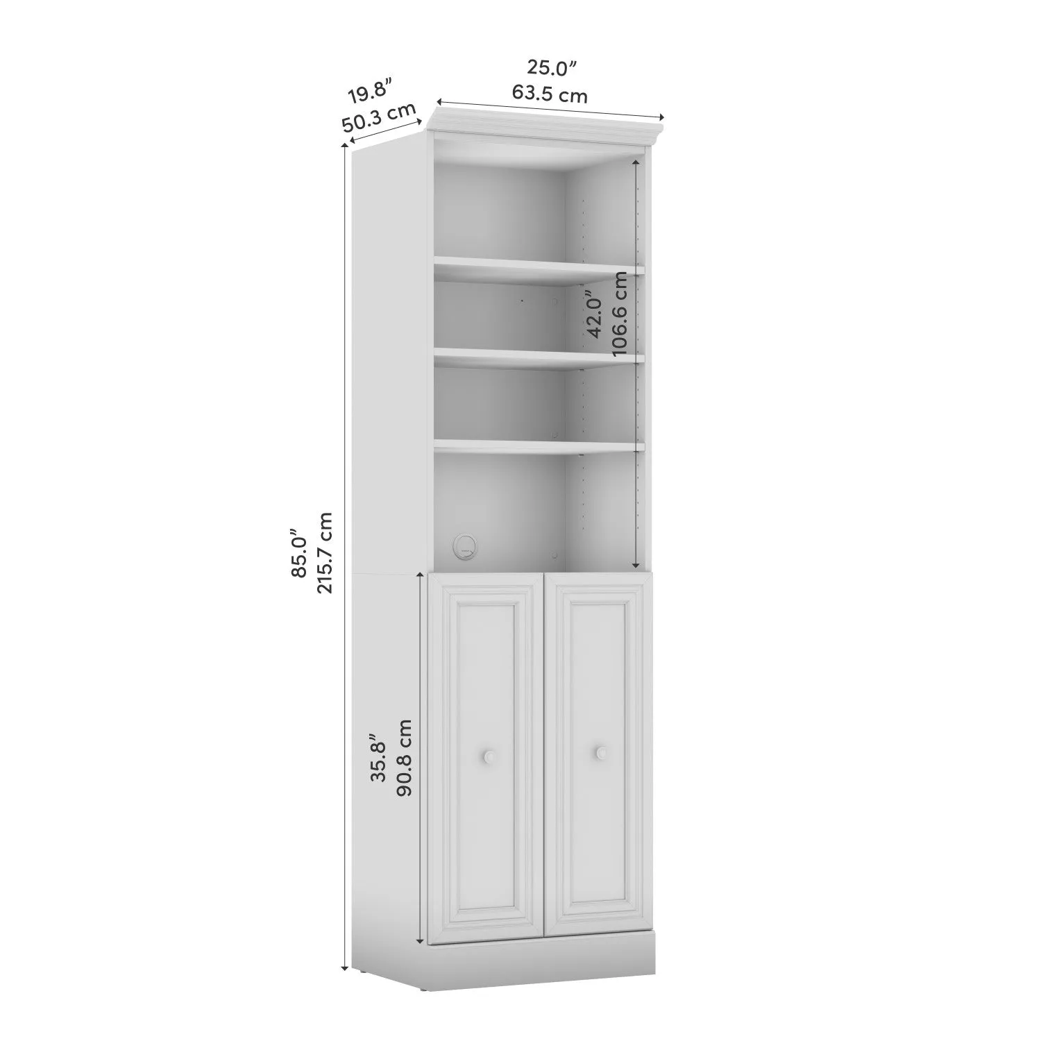 Bestar Versatile 25 W Closet Organizer with Doors - Platinum|Organisateur de garde-robe Versatile de Bestar de 25 po (L) avec portes - platine