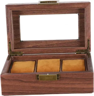 BESTYASH 3grids Watch Collection Box Vintage Wood Grain Jewelry Organizer Stylish Watch Storage for Men Craftsmanship Compact Design