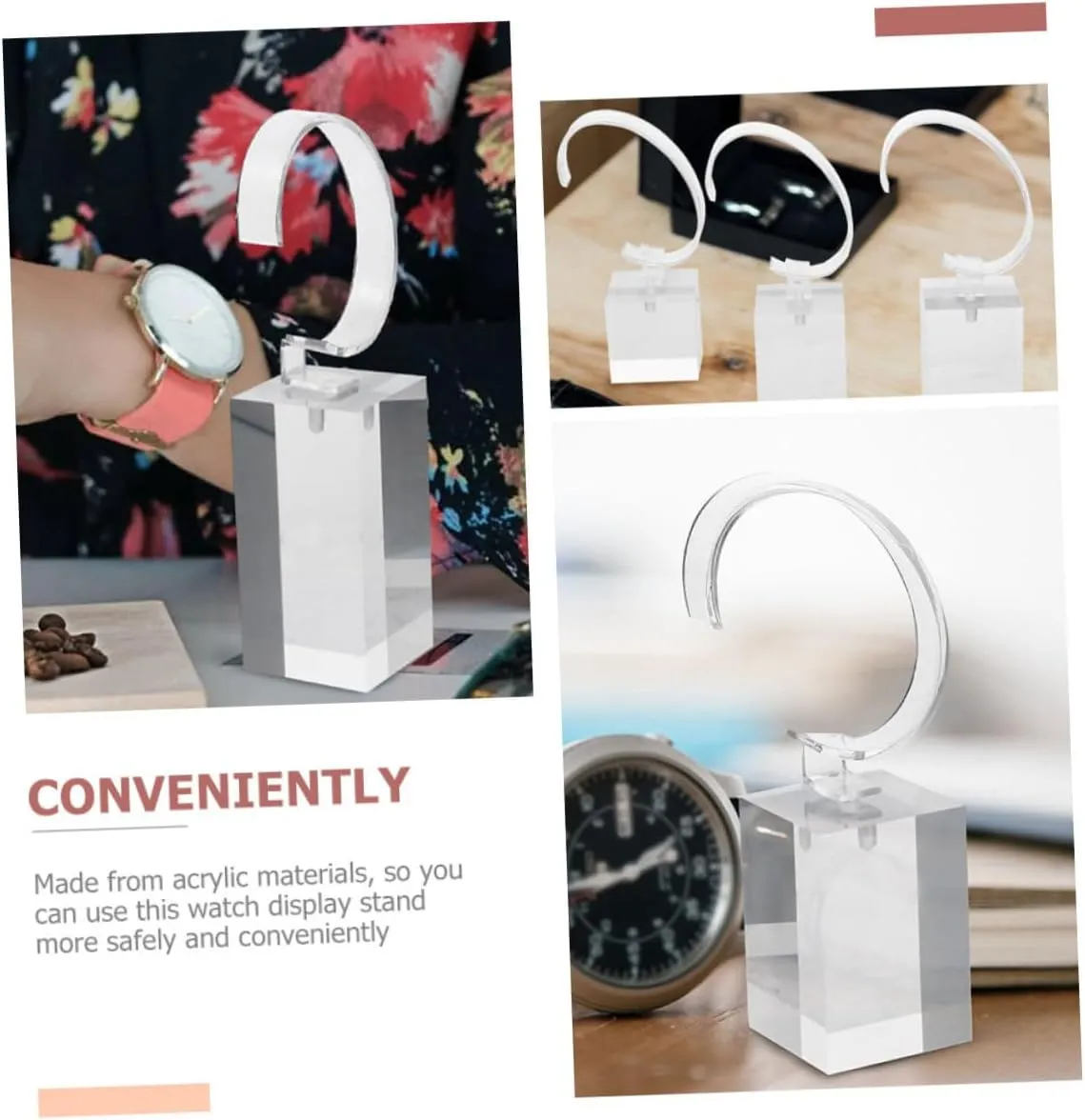 BESTYASH 3pcs Transparent Plastic Watch Display Holder Stand for Bracelet and Bangle Organizer Rack Sturdy Lightweight and Scratch-resistant Design for Jewelry Storage and Presentation