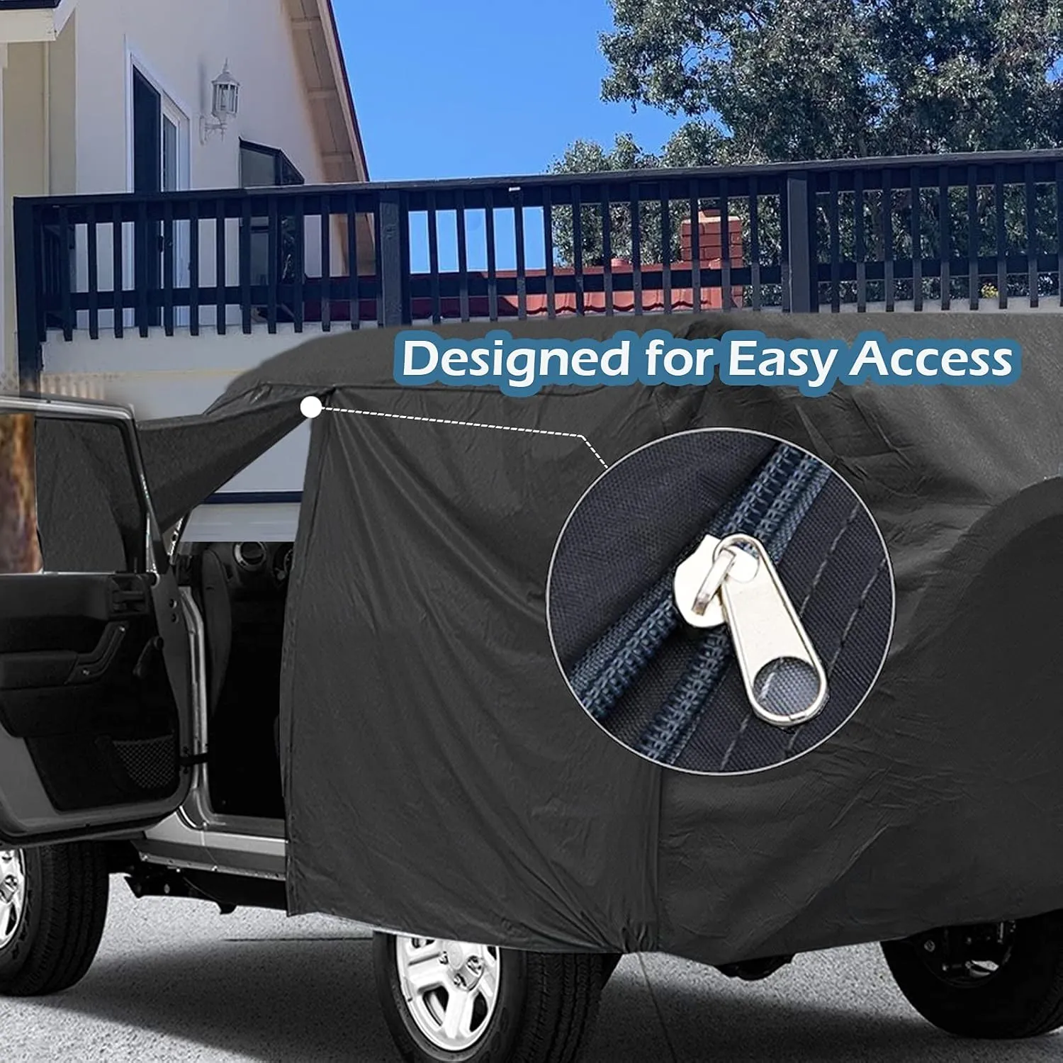 Big Ant Car Cover,Waterproof 6 Layers Outdoor Car Covers for 2 Door Wrangler CJ,YJ, TJ & JK All Weather Protection SUV Cover Custom Fit 1987-2021 Wrangler SUV with Driver Door Zipper,Black