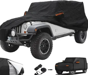 Big Ant Car Cover,Waterproof 6 Layers Outdoor Car Covers for 2 Door Wrangler CJ,YJ, TJ & JK All Weather Protection SUV Cover Custom Fit 1987-2021 Wrangler SUV with Driver Door Zipper,Black