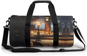 Big Ben in Snow at Christmas London England UK Gym Bag Workout Sports Bag Lightweight Tote Duffel Bag Travel Weekender Bag for Women Men