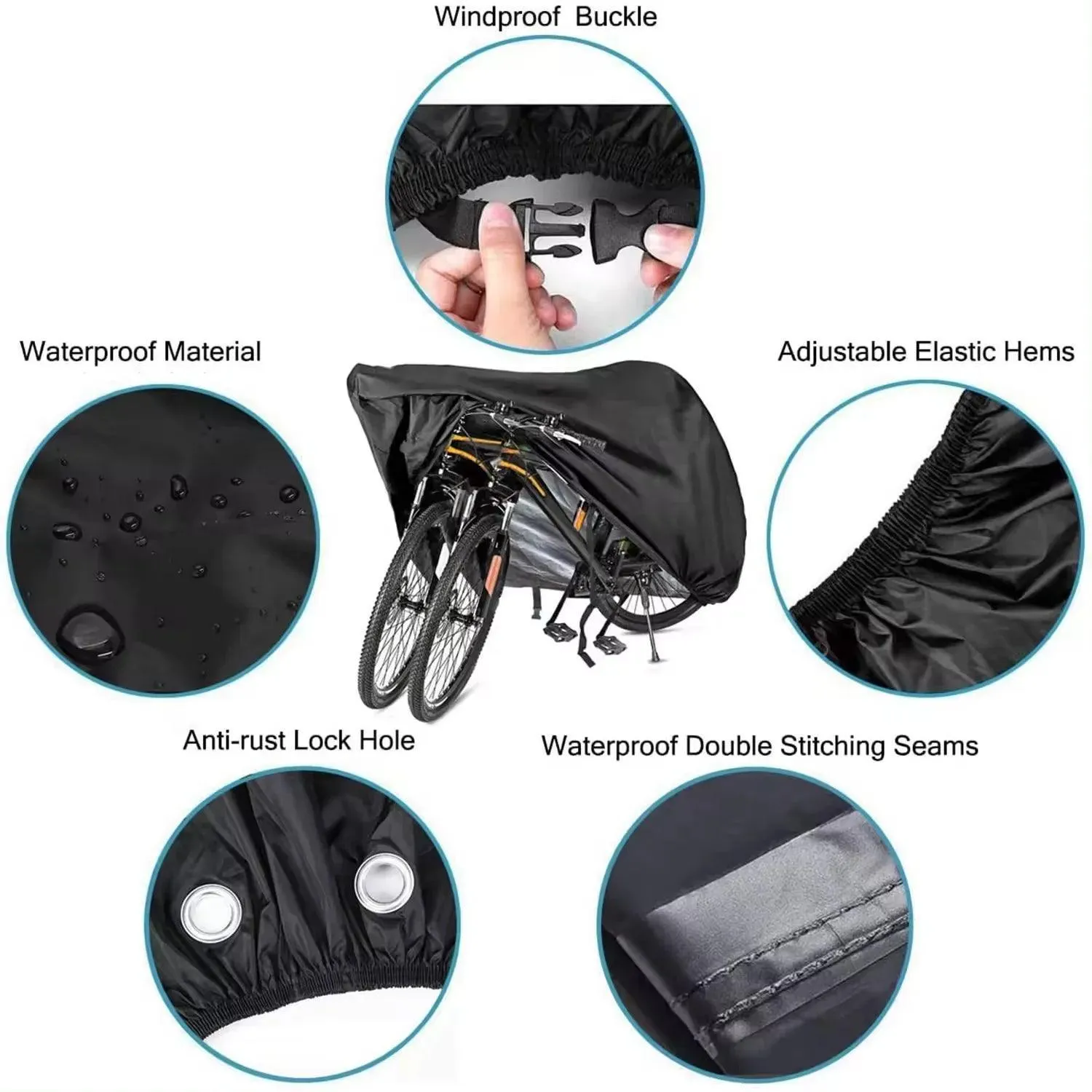 Bike Cover 210D Oxford Outdoor Storage Waterproof & Anti-UV Bicycle Cover with Waterproof Membrane for one or Two Bicycles