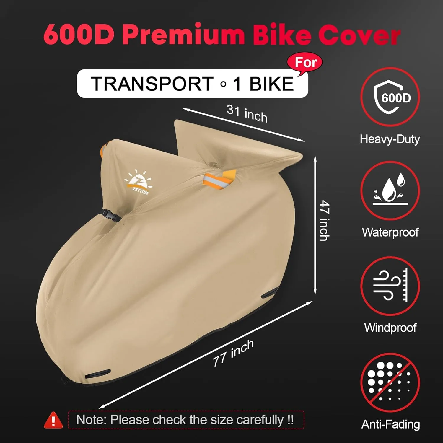 Bike Cover for Transport - Waterproof Heavy Duty Outdoor Bicycle Rack Cover for Single Bike on Car Hitch Travel Storage