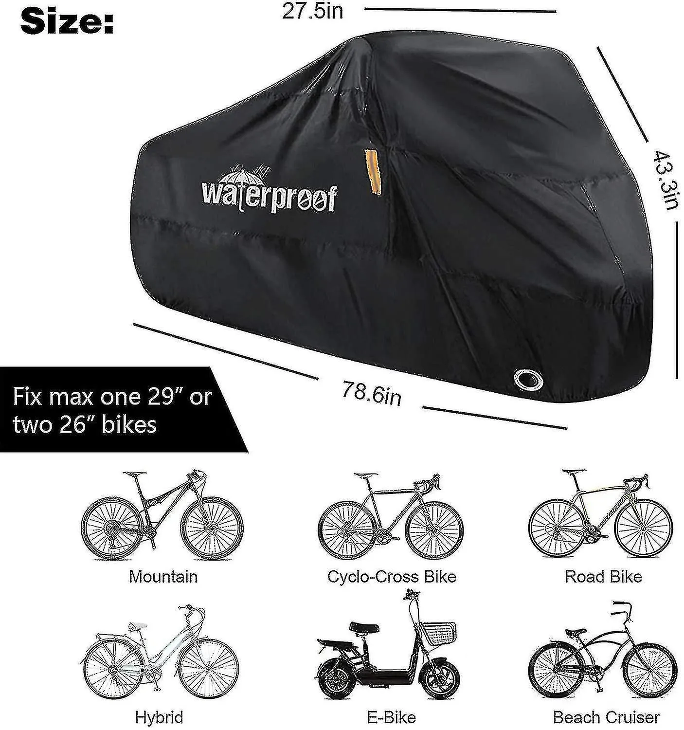 Bike Cover Outdoor Waterproof Bicycle Covers with Lock Hole