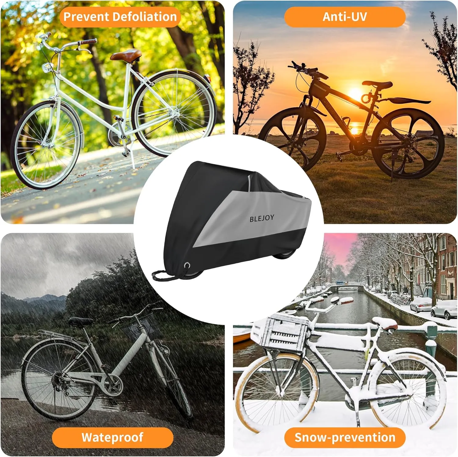 Bike Cover Waterproof Outdoor - Bicycle Covers for 1 Bike - 420D Heavy Duty Rain Sun UV Dust Wind Proof Cover for Electric Mountain Road Bike