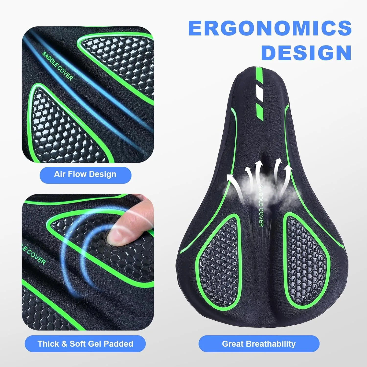 Bike Seat Cushion - Bike Seat Cover for Men & Women Comfort, Bike Cushion for Narrow Bike Seat, BMX, MTB & Road, Bicycle Seat Cushion Fit for Peloton, Spin and Stationary Bike, Indoor Outdoor Cycling