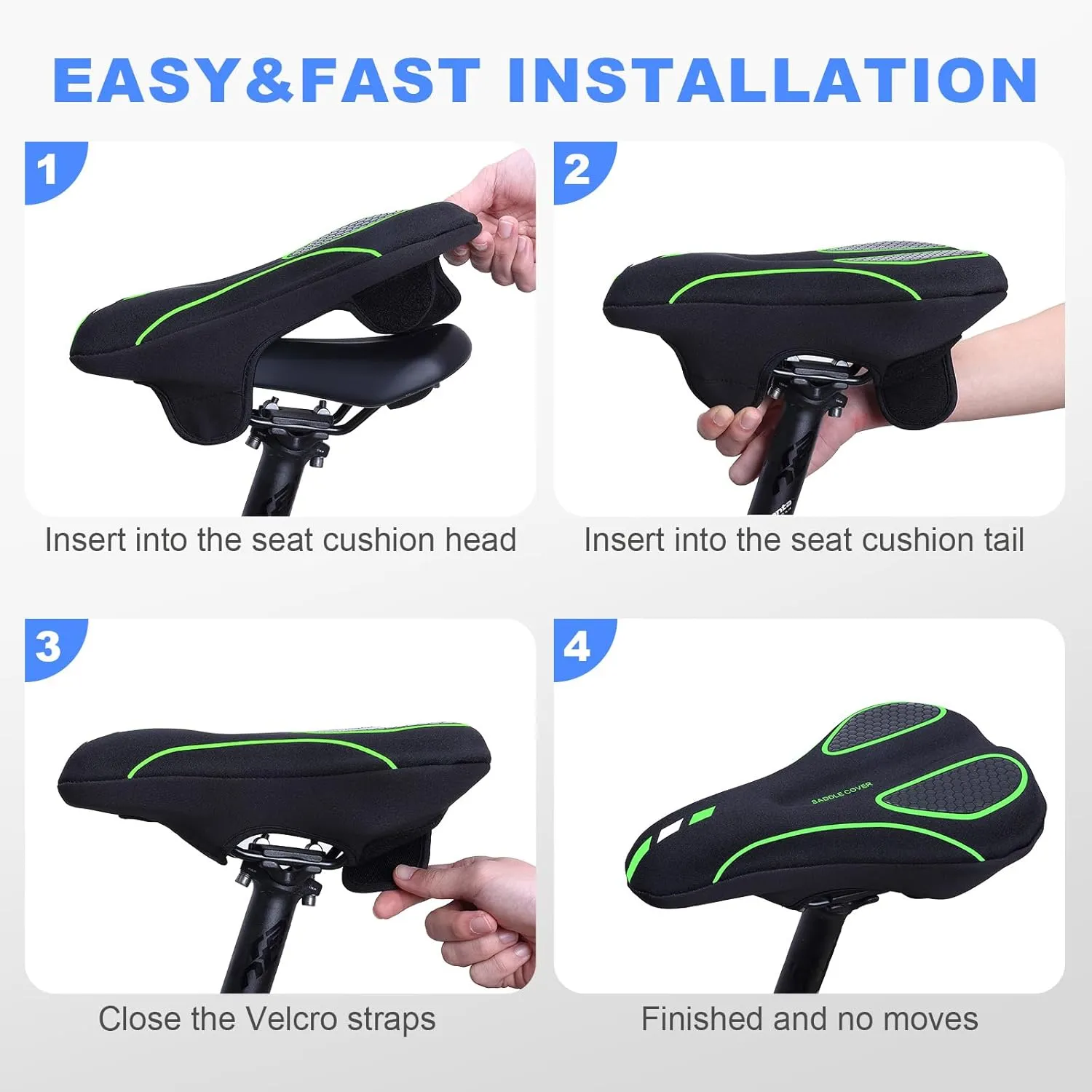 Bike Seat Cushion - Bike Seat Cover for Men & Women Comfort, Bike Cushion for Narrow Bike Seat, BMX, MTB & Road, Bicycle Seat Cushion Fit for Peloton, Spin and Stationary Bike, Indoor Outdoor Cycling