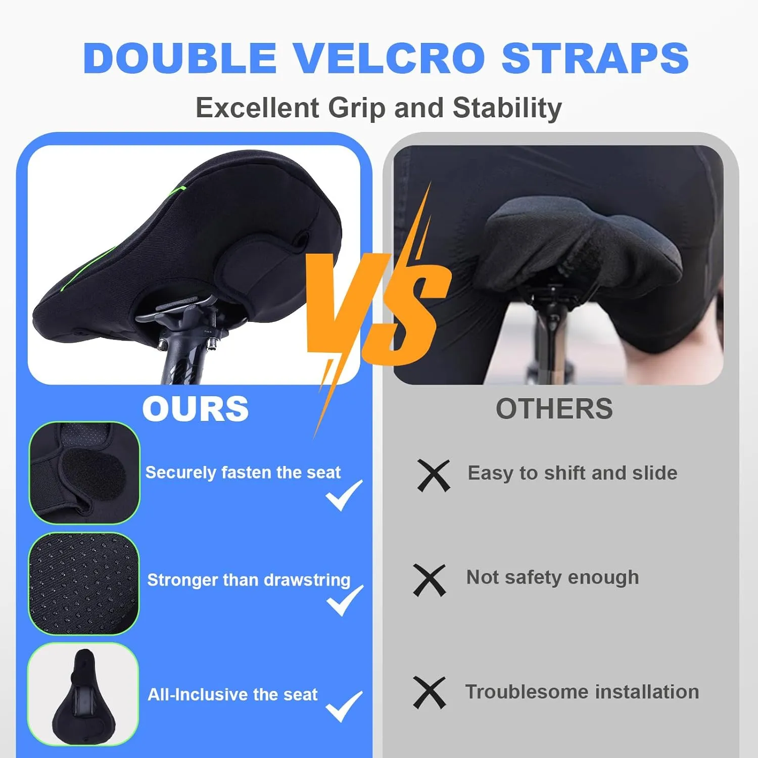 Bike Seat Cushion - Bike Seat Cover for Men & Women Comfort, Bike Cushion for Narrow Bike Seat, BMX, MTB & Road, Bicycle Seat Cushion Fit for Peloton, Spin and Stationary Bike, Indoor Outdoor Cycling