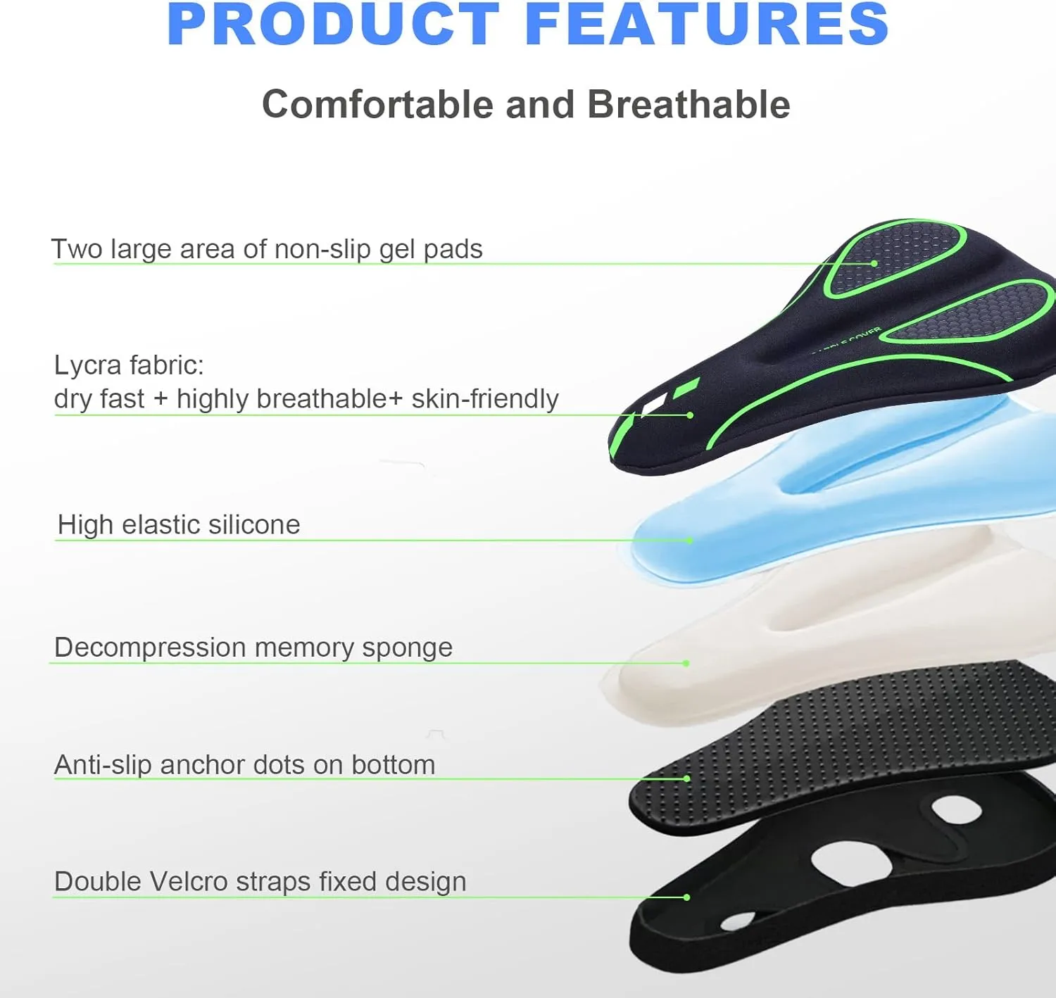 Bike Seat Cushion - Bike Seat Cover for Men & Women Comfort, Bike Cushion for Narrow Bike Seat, BMX, MTB & Road, Bicycle Seat Cushion Fit for Peloton, Spin and Stationary Bike, Indoor Outdoor Cycling