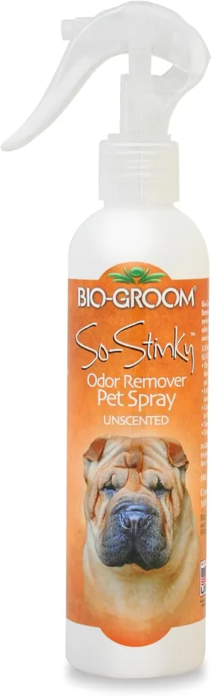Bio-groom So-Stinky Unscented Odor Remover Pet Spray - Dog Bathing Supplies, Cat & Dog Grooming Supplies, Cruelty-Free, Made in USA - 8 Fl Oz 1-Pack